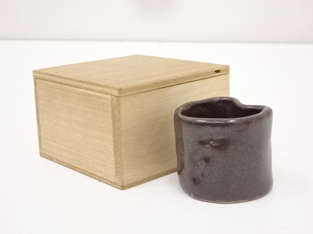 JAPANESE TEA CEREMONY SOBA GLAZE LID REST / FUTAOKI 